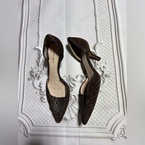 Giorgio Armani brown suede d'Orsay kitten heels Size36